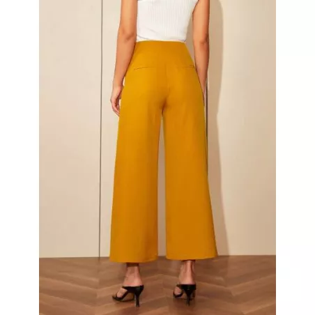 Pantalones de traje unicolor de pierna ancha