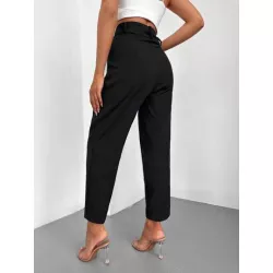 Pantalones de traje de talle alto con fruncido crop