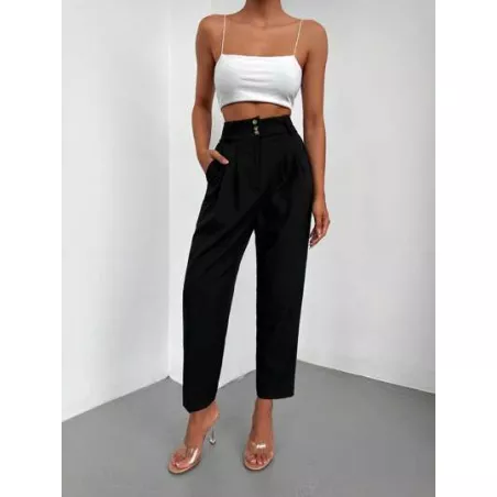 Pantalones de traje de talle alto con fruncido crop