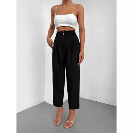 Pantalones de traje de talle alto con fruncido crop