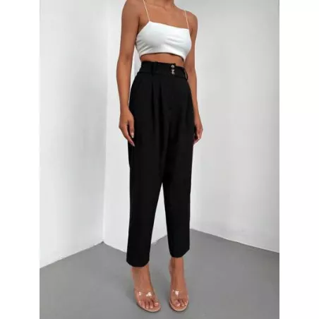 Pantalones de traje de talle alto con fruncido crop