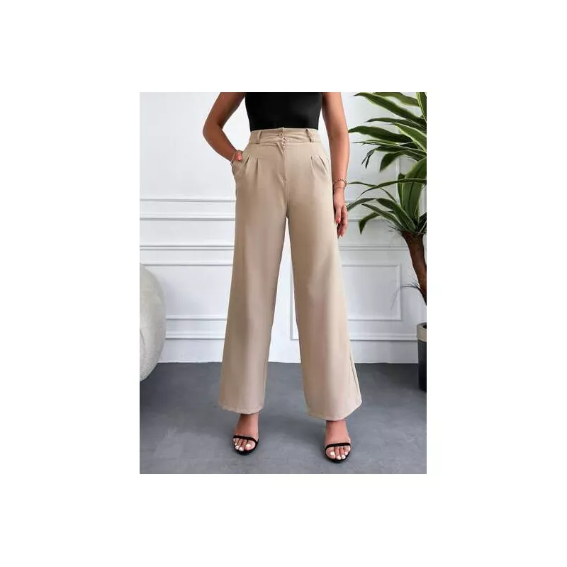 SHEIN Frenchy Pantalones de traje unicolor con bolsillo oblicuo de pierna ancha