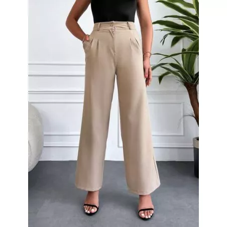 SHEIN Frenchy Pantalones de traje unicolor con bolsillo oblicuo de pierna ancha