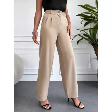 SHEIN Frenchy Pantalones de traje unicolor con bolsillo oblicuo de pierna ancha