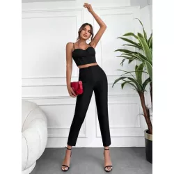 SHEIN Frenchy Pantalones de traje unicolor de talle alto