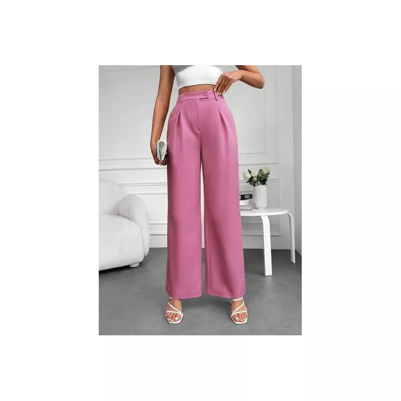 Pantalones de traje de talle alto con fruncido de pierna ancha