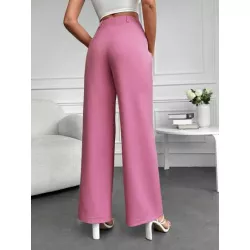 Pantalones de traje de talle alto con fruncido de pierna ancha