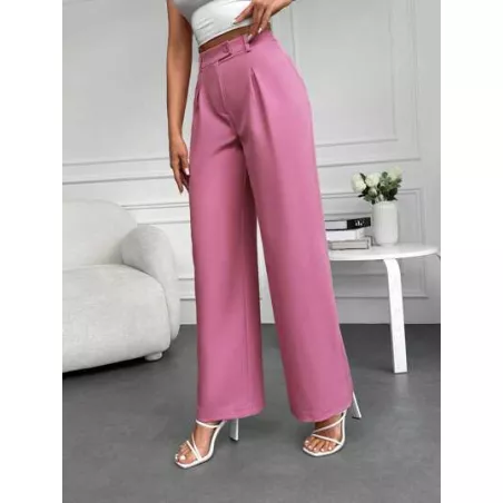 Pantalones de traje de talle alto con fruncido de pierna ancha