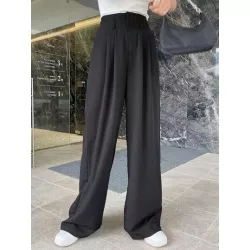 Pantalones de traje con fruncido de pierna ancha