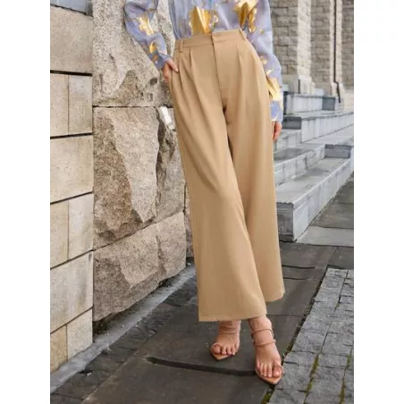 SHEIN BIZwear Pantalones de traje unicolor con bolsillo oblicuo de pierna ancha ropa de trabajo