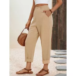 SHEIN Frenchy Pantalones de traje unicolor con bolsillo oblicuo