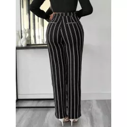 SXY Pantalones de traje con estampado de rayas de pierna recta