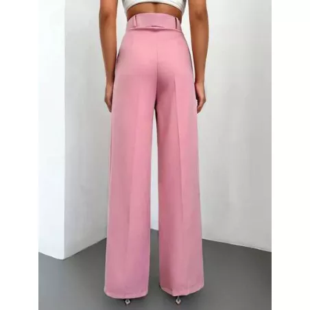 SHEIN Frenchy Pantalones de traje de talle alto con fruncido con cinturón