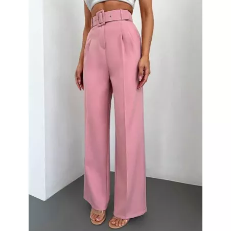 SHEIN Frenchy Pantalones de traje de talle alto con fruncido con cinturón