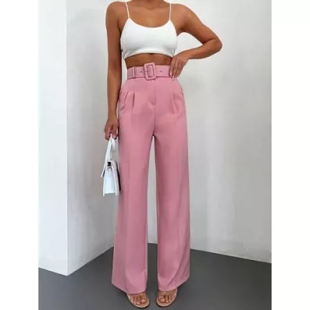 SHEIN Frenchy Pantalones de traje de talle alto con fruncido con cinturón