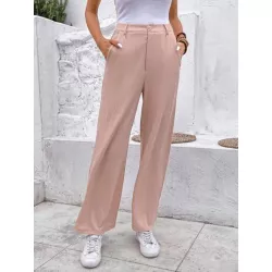 Frenchy Pantalones de traje con bolsillo oblicuo de pierna ancha