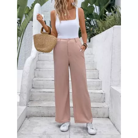 Frenchy Pantalones de traje con bolsillo oblicuo de pierna ancha