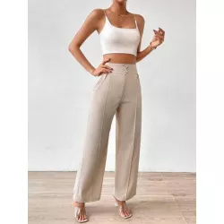 SHEIN Privé Pantalones de traje de talle alto de pierna ancha