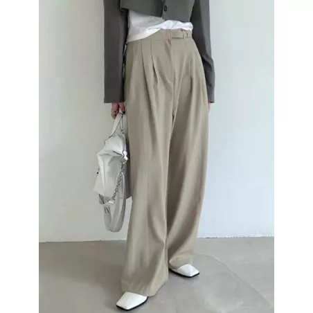 Pantalones de traje con fruncido de pierna ancha