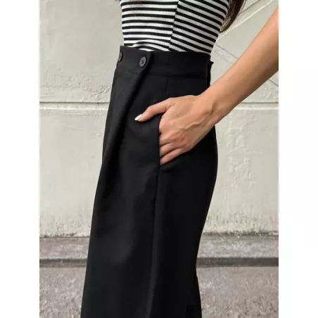 Pantalones de traje unicolor de pierna recta