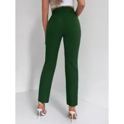 SHEIN Frenchy Pantalones de traje unicolor de talle alto con cinturón