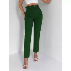 SHEIN Frenchy Pantalones de traje unicolor de talle alto con cinturón