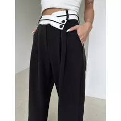 Pantalones de traje con fruncido de pierna ancha