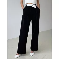 Pantalones de traje con fruncido de pierna ancha