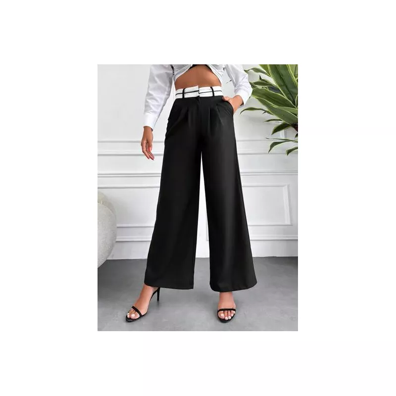 SHEIN Frenchy Pantalones de traje de talle alto de pierna ancha sin cinturón