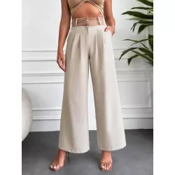 SHEIN Frenchy Pantalones de traje de talle alto de pierna ancha