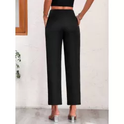 SHEIN LUNE Pantalones de traje unicolor con bolsillo oblicuo