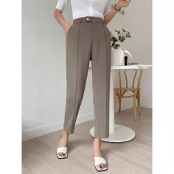 Pantalones de traje con costura detalle crop