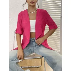 SHEIN EZwear Abrigo de cuello cascada de manga enrollada con parte delantera abierta