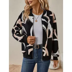 SHEIN LUNE Cazadora tipo bomber con estampado de dibujo con cremallera