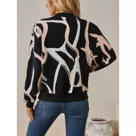 SHEIN LUNE Cazadora tipo bomber con estampado de dibujo con cremallera