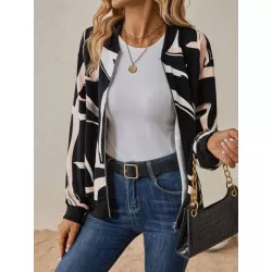 SHEIN LUNE Cazadora tipo bomber con estampado de dibujo con cremallera