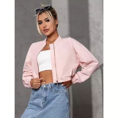 SHEIN Essnce Cazadora tipo bomber con cremallera crop