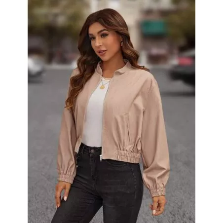 SHEIN LUNE Cazadora tipo bomber con cremallera crop