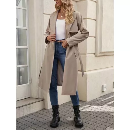 SHEIN LUNE Gabardina unicolor con cinturón