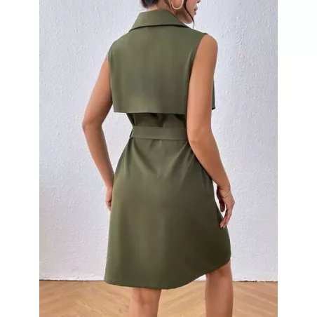 Essnce de cuello con solapa con cinturón Chaleco Gabardina sin top tank