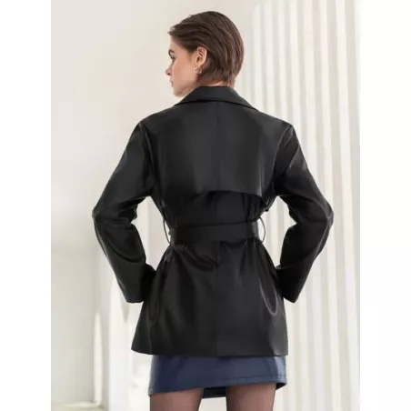 SHEIN BIZwear Gabardina de cuello con solapa con cinturón