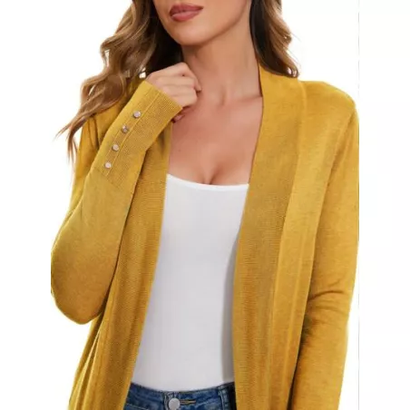 Cárdigans de Mujer Botón Liso Casual