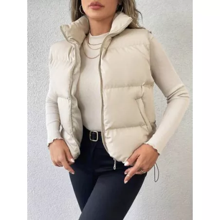 Abrigos de Invierno para Mujer Cordón Bolsillo Cremallera Liso Casual