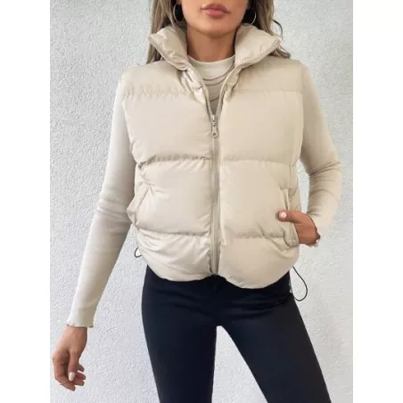 Abrigos de Invierno para Mujer Cordón Bolsillo Cremallera Liso Casual