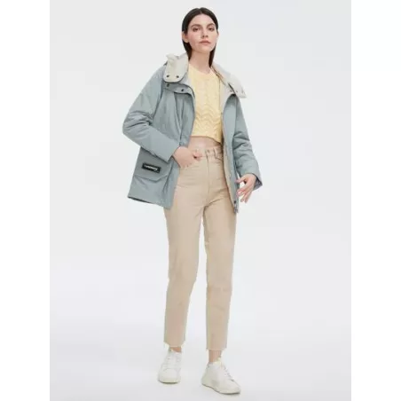 Abrigo de invierno con parche con bolsillo con solapa