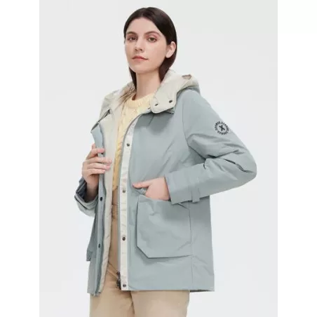 Abrigo de invierno con parche con bolsillo con solapa