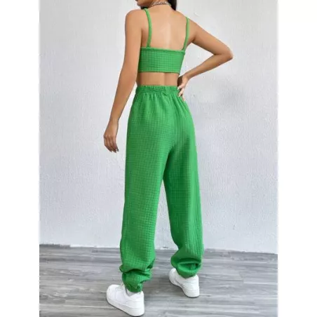 SHEIN EZwear Top de tirantes crop unicolor con pantalones deportivos