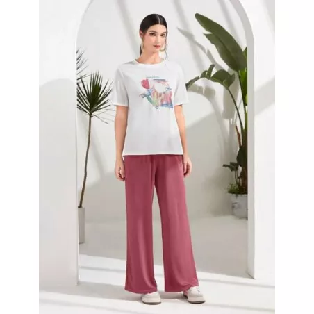 SHEIN Mulvari Pantalones con camiseta con estampado floral y letra