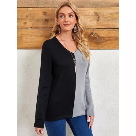 Jersey de dos tonos de cuello V