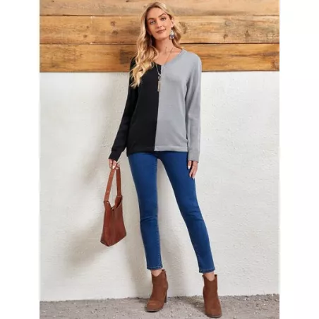 Jersey de dos tonos de cuello V